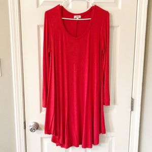 {Piko} Cherry Red Swing Dress